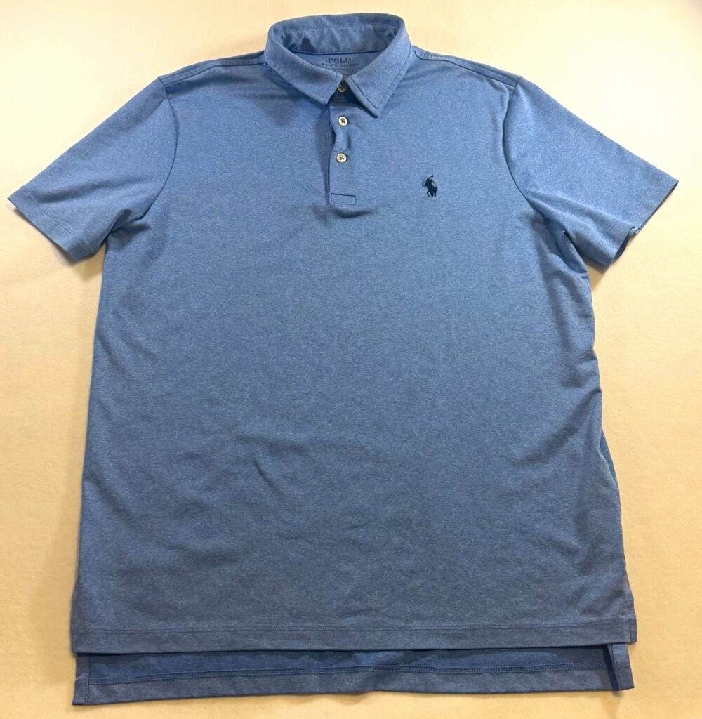 Ralph Lauren Performance Men’s M Blue Short Sleeve Stretch Golf Polo Logo